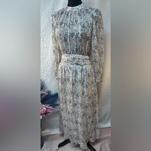 The Kooples- Ruffle Dress Ivory Purple “Liberty Field” (SM/EU2)‼️NWT‼️